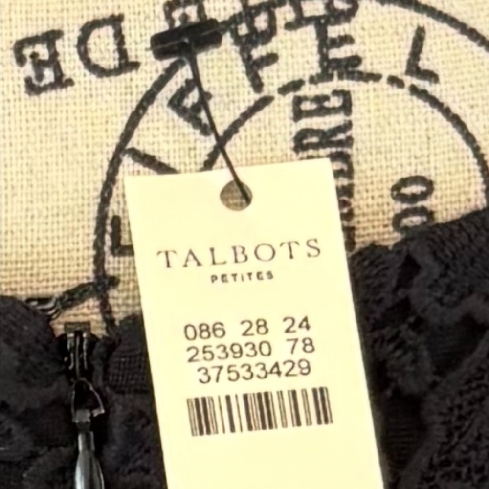 NWT Talbots Black Ponte Floral Embroidered Lace Formal Sheath Dress Women 16P - Picture 12 of 16
